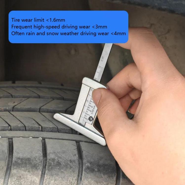 0-50mm Stainless Steel Tire Tread Depth Gauge, 0-50mm With Screw