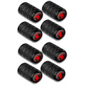 2 Sets Car Modification Aluminum Tire Valve Caps, Red Strip Grid