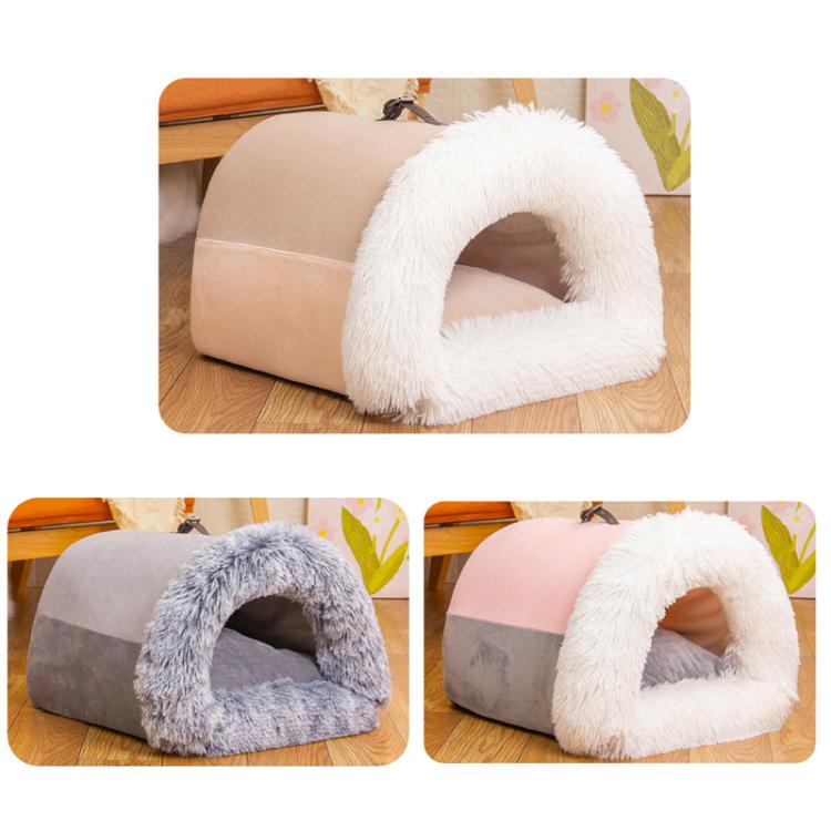 Pet House Bed Splicing Handle Design Warm Plush Cat Dog House, M, L