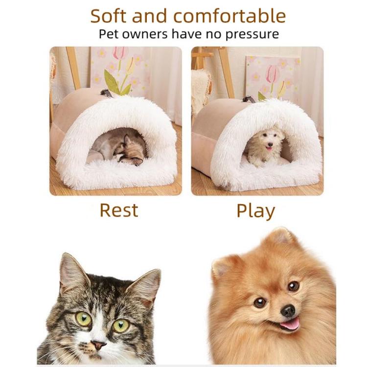 Pet House Bed Splicing Handle Design Warm Plush Cat Dog House, M, L