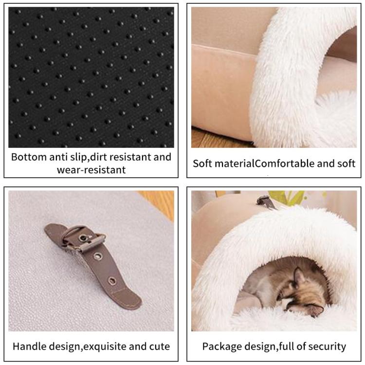 Pet House Bed Splicing Handle Design Warm Plush Cat Dog House, M, L