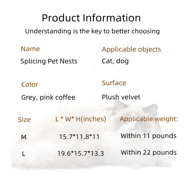 Pet House Bed Splicing Handle Design Warm Plush Cat Dog House, M, L