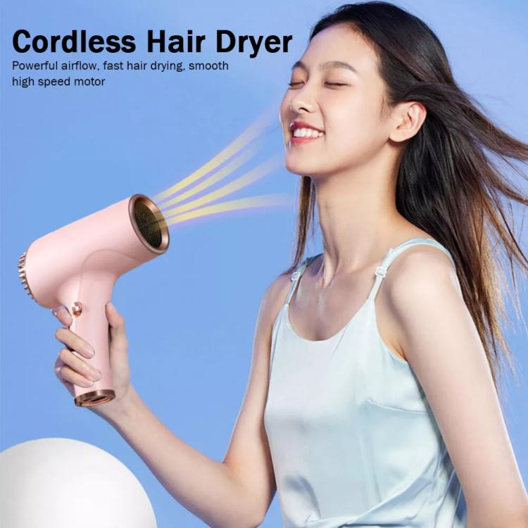 Rechargeable Wireless Hair Dryer Negative Ion Hot and Cold Wind Versatile Hairdressing Tools, US Plug, EU Plug