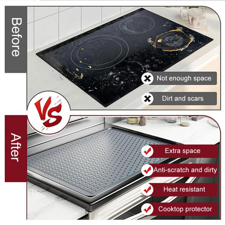 Multifunctional Silicone Stovetop Thermal Protection Mat Under Sink Drainage Pad, 76 x 53 x 0.25cm