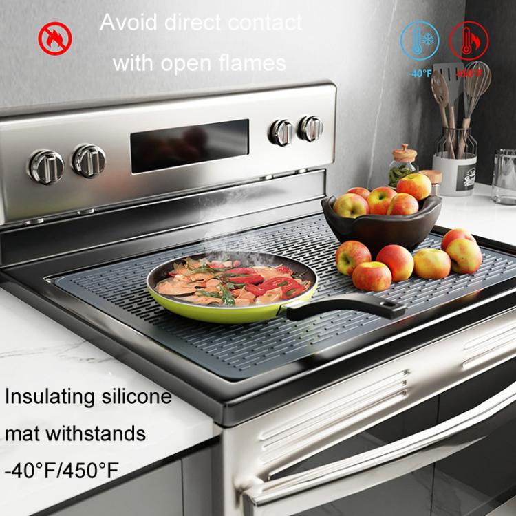 Multifunctional Silicone Stovetop Thermal Protection Mat Under Sink Drainage Pad, 76 x 53 x 0.25cm