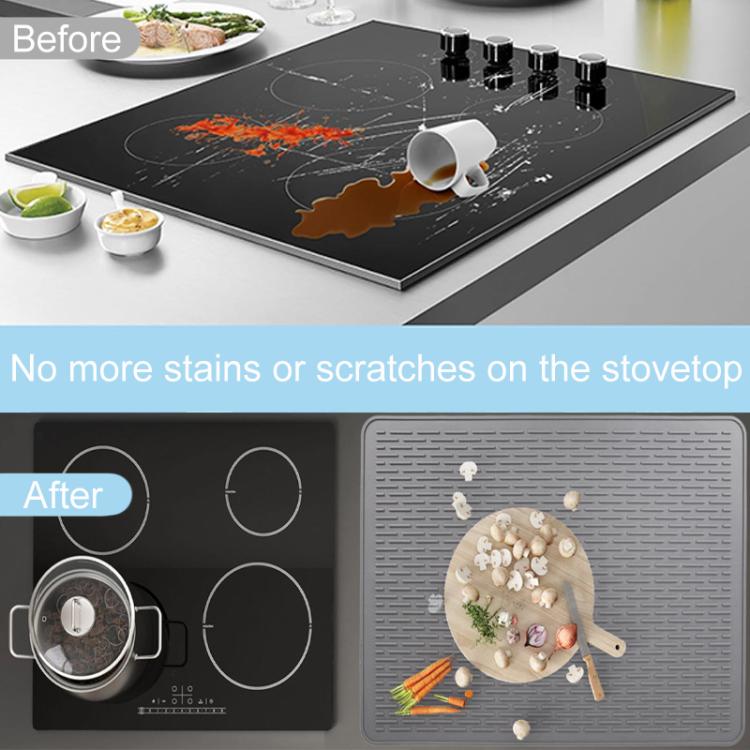Multifunctional Silicone Stovetop Thermal Protection Mat Under Sink Drainage Pad, 76 x 53 x 0.25cm