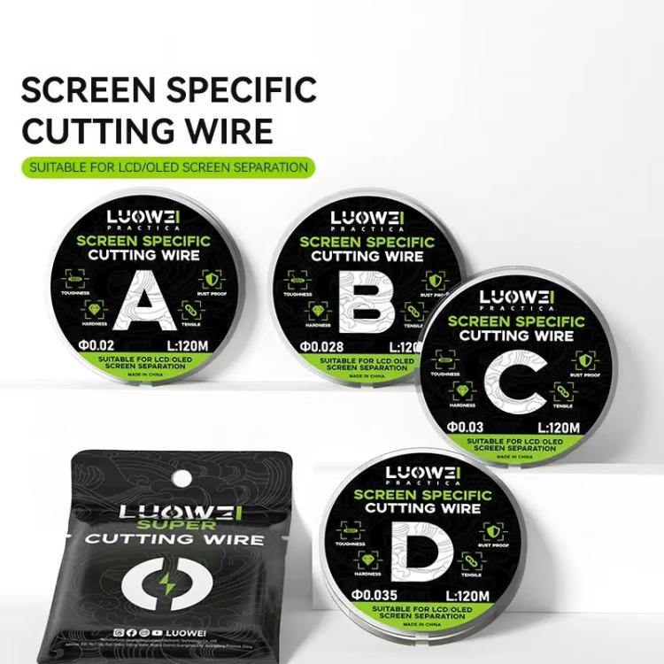 LUOWEI 120M Cell Phone LCD Screen Separation Line High Hardness Cutting Diamond Wire, A 0.02mm, B 0.028mm, C 0.03mm, D 0.035mm