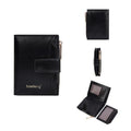 Baellerry N5122 Women Short Wallet Oil Waxed Leather Zipper Clasp Coin Purse