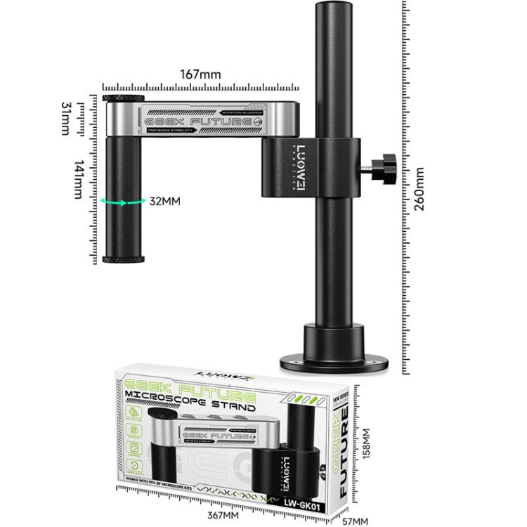 32mm Microscope Swing Arm Metal Universal Lifting and Stacking 360 Degree Single Arm Fixed Repair and Inspection Stand, GK01