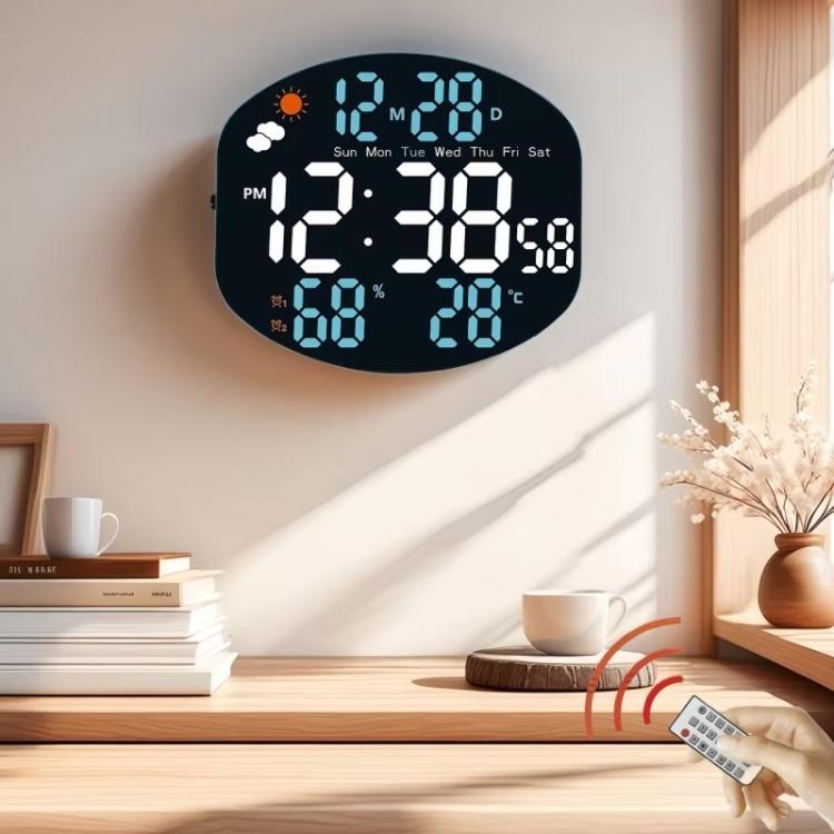 Digital Wall Clock Weather Station Forecast TEMP Humidity 2 Alarm Table Clock With Remote Control