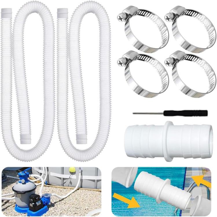 32mm Pool Hose + Connector + Screwdriver For Intex 300 GPH/530 GPH, 1.5m White Hose, 1.5m Blue Hose, 1m Blue Hose, 1m White Hose