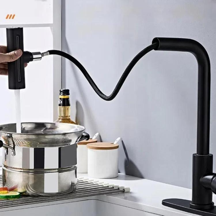 4 Modes Waterfall Kitchen Faucet Single Hole Hot/Cold Water Mixer Tap for Sink, Pull-out Version Black, Pull-out Version Silver, Pull-out Version Gunmetal Grey, Non-pull-out Version Black, Non-pull-out Version Gunmetal Gray, Non-pull-out Version Silver