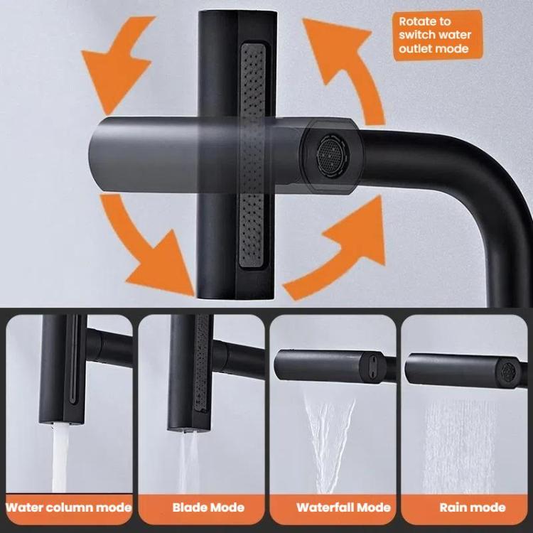4 Modes Waterfall Kitchen Faucet Single Hole Hot/Cold Water Mixer Tap for Sink, Pull-out Version Black, Pull-out Version Silver, Pull-out Version Gunmetal Grey, Non-pull-out Version Black, Non-pull-out Version Gunmetal Gray, Non-pull-out Version Silver