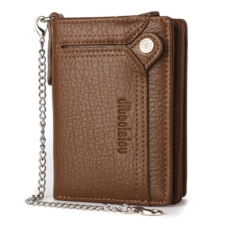 Dibaoleiou Men Anti-Theft Chain Wallet Retro Money Purse Driver License Card Bag Zipper Coin Purse