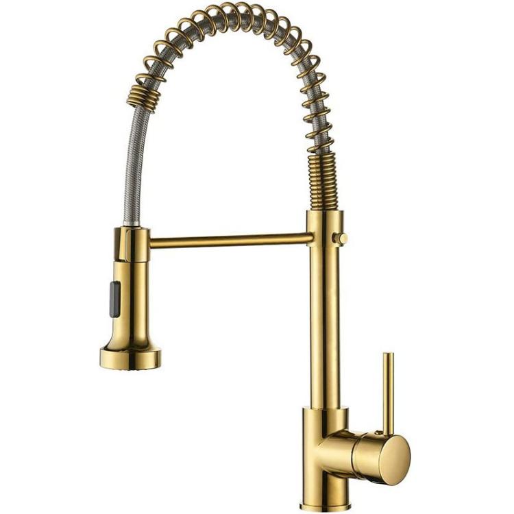 Kitchen Pull Down Spring Faucet Dual Mode Water Outlet Hot/Cold Water Mixer Tap
