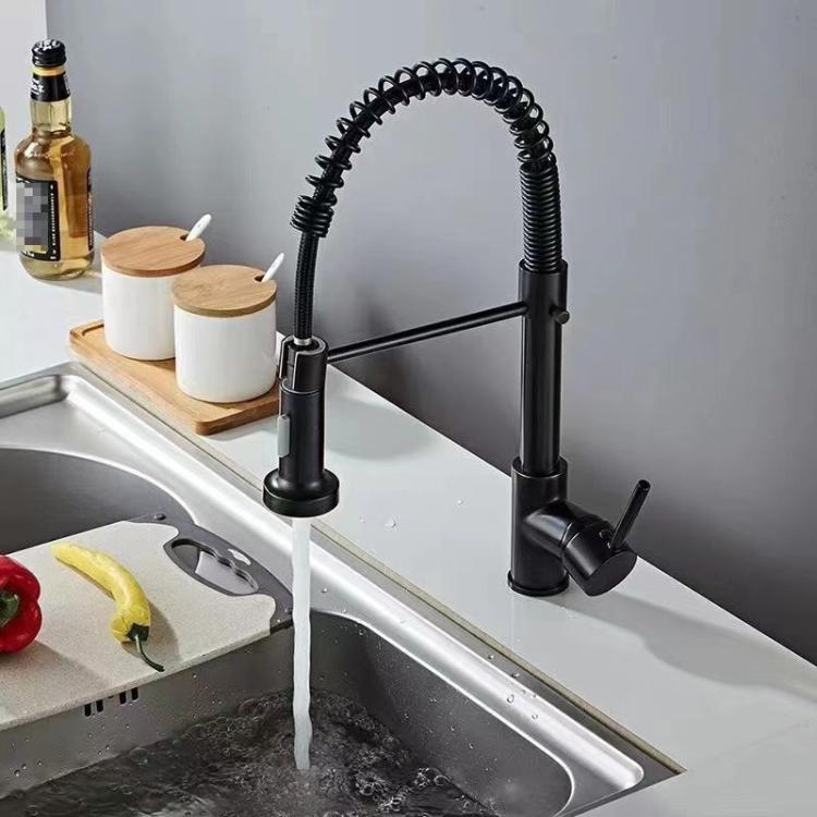 Kitchen Pull Down Spring Faucet Dual Mode Water Outlet Hot/Cold Water Mixer Tap