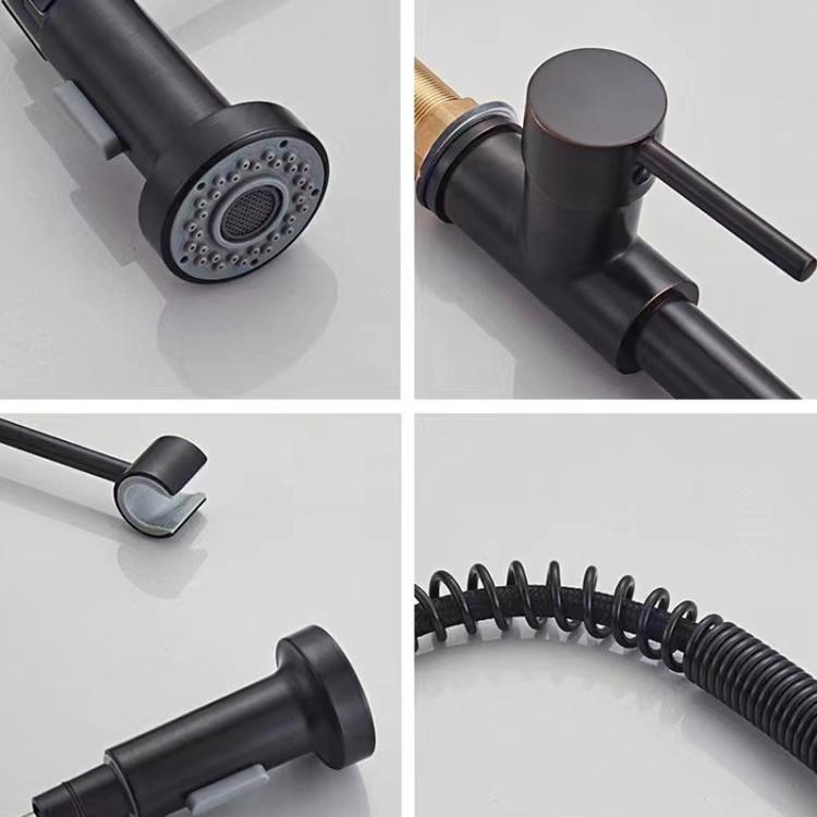 Kitchen Pull Down Spring Faucet Dual Mode Water Outlet Hot/Cold Water Mixer Tap