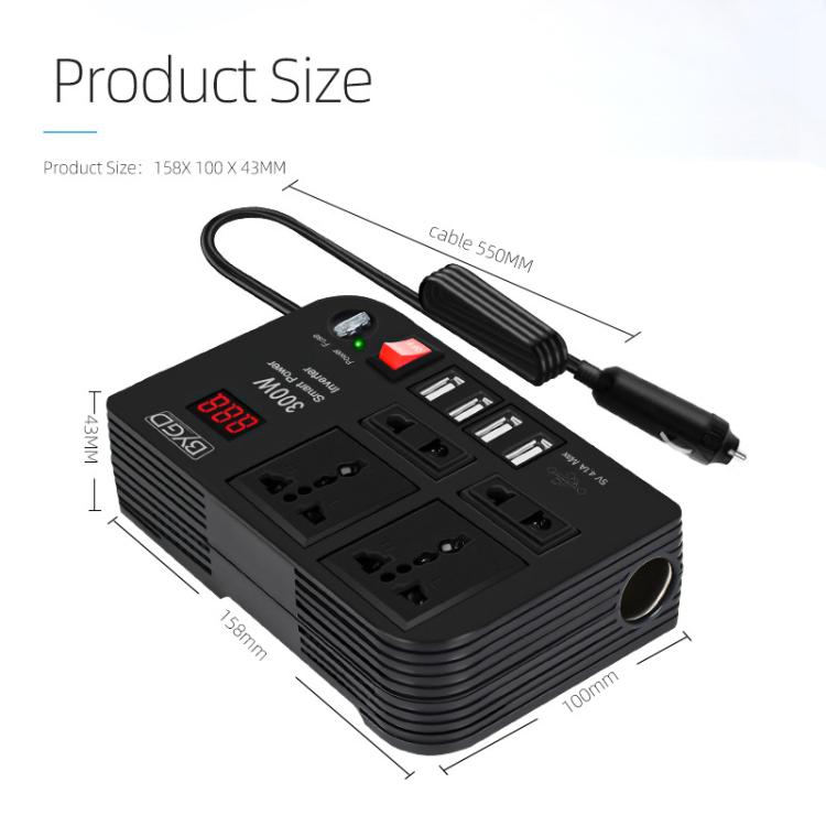 300W Car Inverter DC 12V To AC 220V Car Laptop USB Charging Universal Converter Power Adapter, E8982