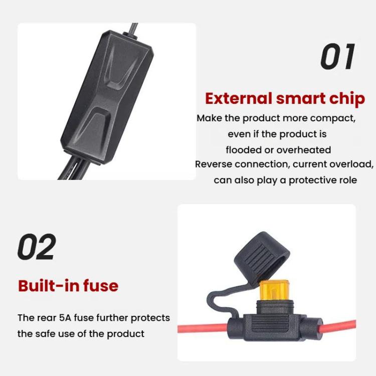 WUPP 2 in 1 QC3.0 Waterproof PD Fast Charging Motorcycle Mobile Phone USB Charger, CS-1849D1