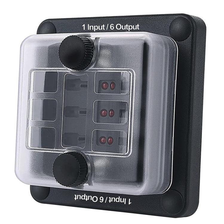 6-Way Waterproof Fuse Box With LED Indicator And Sticker, ZH-1704A1