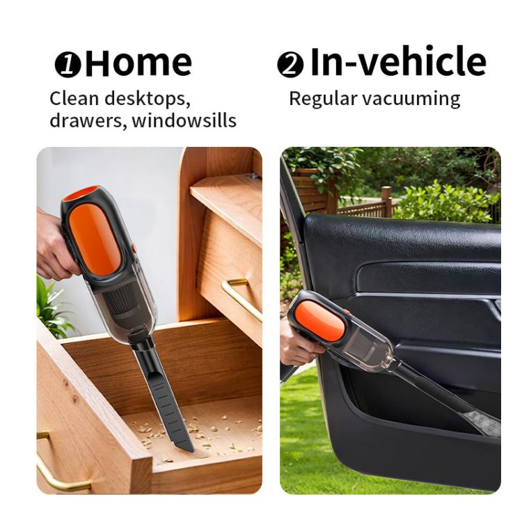 HD001 Portable Multifunctional Car Cordless Vacuum Cleaner Safety Hammer Suction Blower All In One Machine, Brushed, Brushless