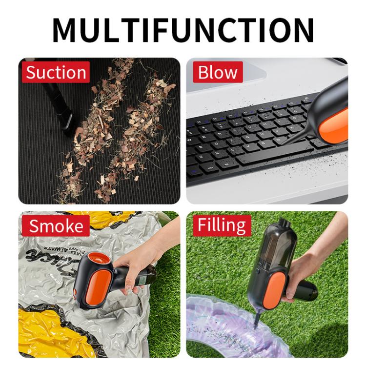 HD001 Portable Multifunctional Car Cordless Vacuum Cleaner Safety Hammer Suction Blower All In One Machine, Brushed, Brushless