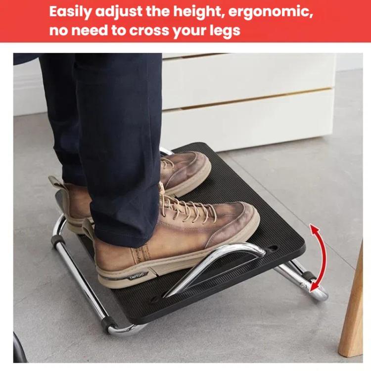 Adjustable Under Desk Foot Rest  for Office Ergonomics, Anti-Cross Leg Design Foot Stool, Metal Tube Black, Metal Tube Gray