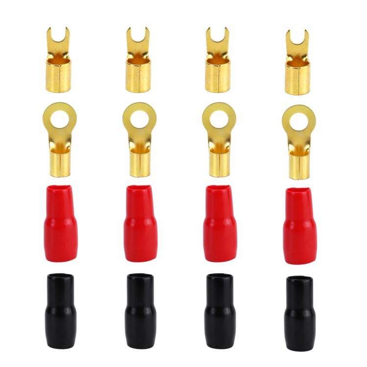 Car Audio Modification Brass Terminal Insulation Soft Sheath Set, 4 Pairs / Set