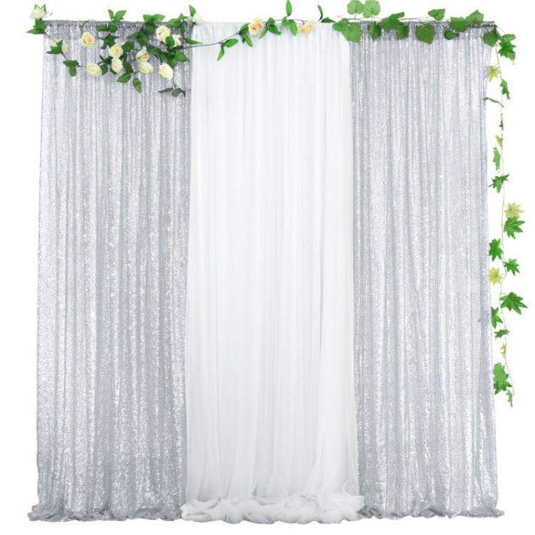Hotel Wedding Banquet Site Background Curtains Embroidered Cloth Sequin Curtains Festival Party Decoration, 60x240cm, 60x300cm, 120cmx240cm, 120cmx300cm, 240cmx240cm, 300cmx300cm