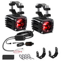 40W Motorcycle Wired Switch Integrated Waterproof Demon Eye Spotlight, Red Light