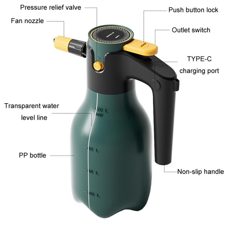 SUITU ST-6324 Pneumatic Cordless Motorized Car Wash Foam Sprayer Household Watering Gardening Watering Pot, 2L