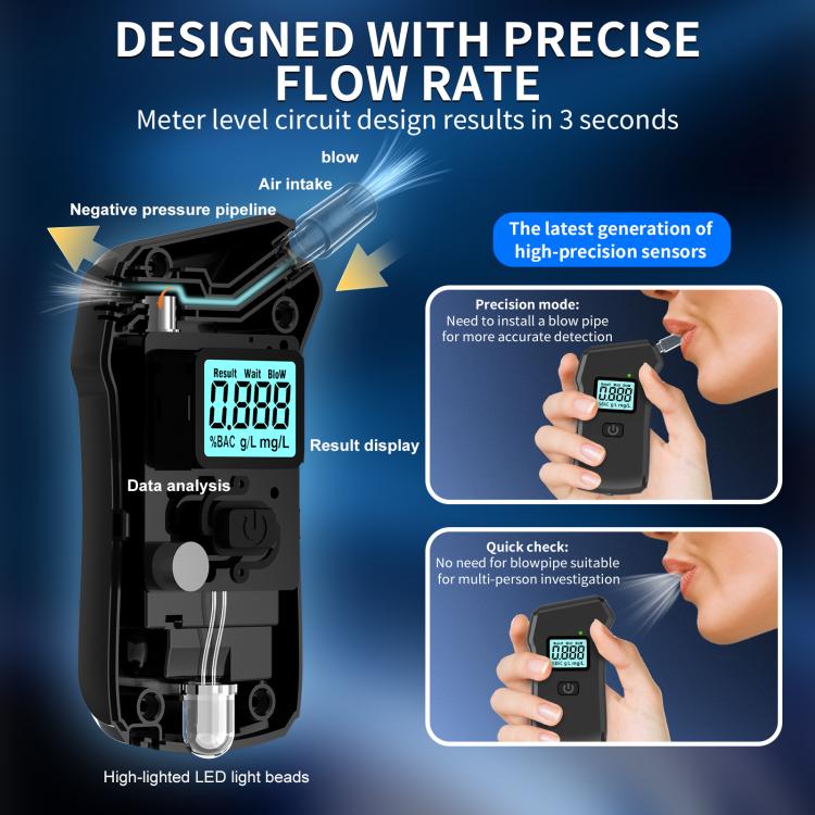 Digital Display Blow-type High-precision Alcohol Tester, 806