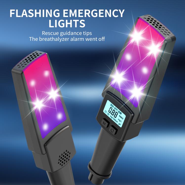 HD Digital Display Blow-type Alcohol Tester with Flashing Emergency Light, 803