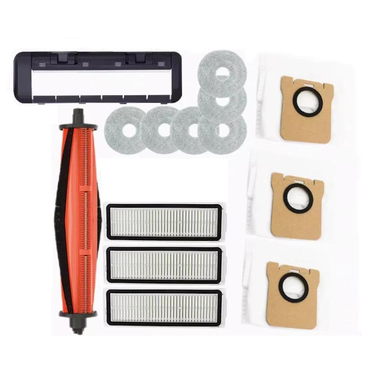 For Xiaomi Robot Vacuum X20 Max / D109GL Parts, Hair-cut Brush, 4pcs Side Brush, Carbon Dust Bag, Rubber Roller Cover, Bristle Roller Cover