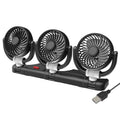 F4505 Car Triple-Head Rotatable Fan Auto 3-Way Folding Fan, USB Port 5V, Cigarette Lighter Port 12V, Cigarette Lighter Port 24V