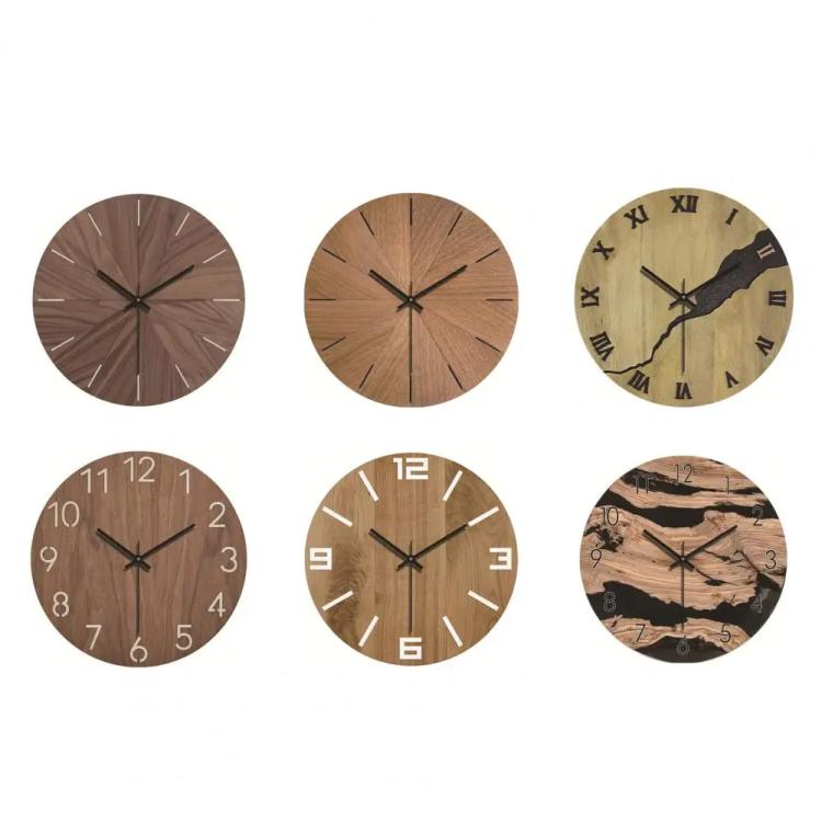 12-inch Imitation Wood Grain Texture Decorative Wall Clock Silent Quartz Clock Holiday Gift, HR-CMW01, HR-CMW03, HR-CMW05, HR-CMW07, HR-CMW10, HR-CMW11, HR-CMW13, HR-CMW14, HR-CMW15, HR-CMW16, HR-CMW18, HR-CMW19, HR-CMW20, HR-CMW21