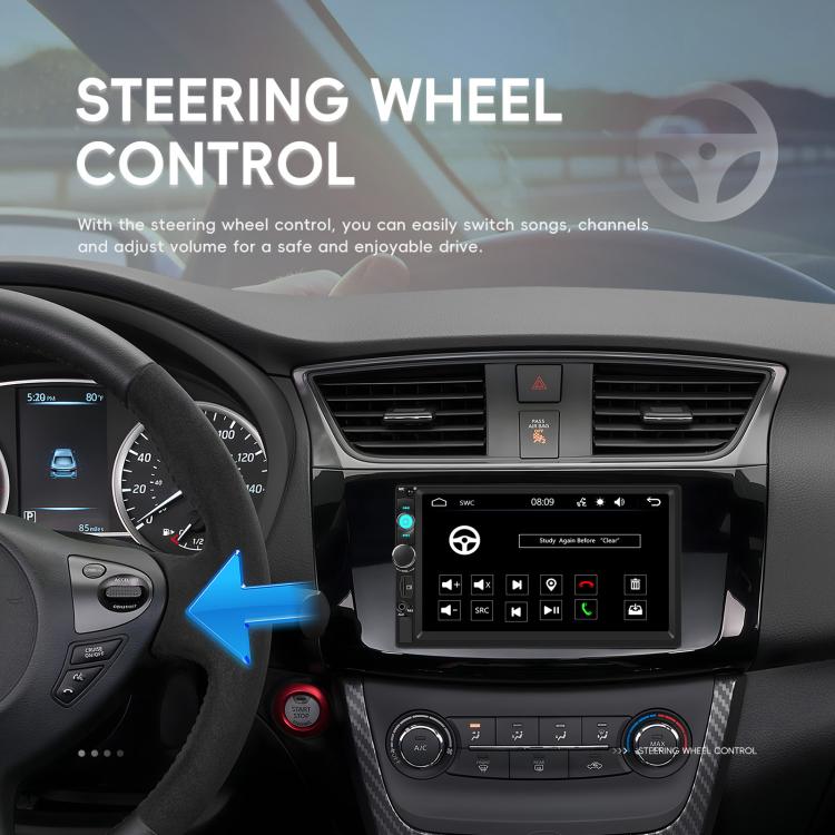 7 Inch Wired Carplay Dual Butt MP5 Player Bluetooth Big Screen Car Center Control, Standard, Standard+12 Light Camera