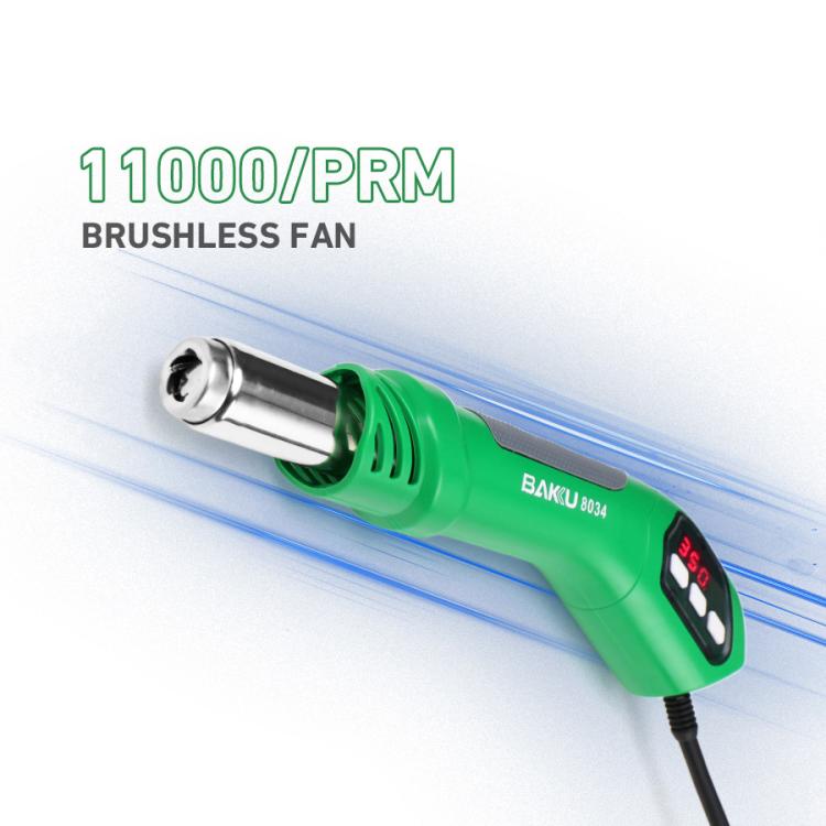 BAKU BA-8034 650W Hot Air Blower 100-500 Degrees Celsius Heat Tool With 3 Nozzles, 220V EU Plug, 110V US Plug