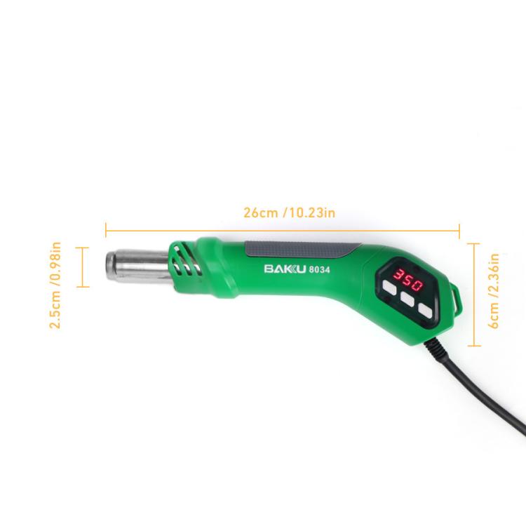BAKU BA-8034 650W Hot Air Blower 100-500 Degrees Celsius Heat Tool With 3 Nozzles, 220V EU Plug, 110V US Plug