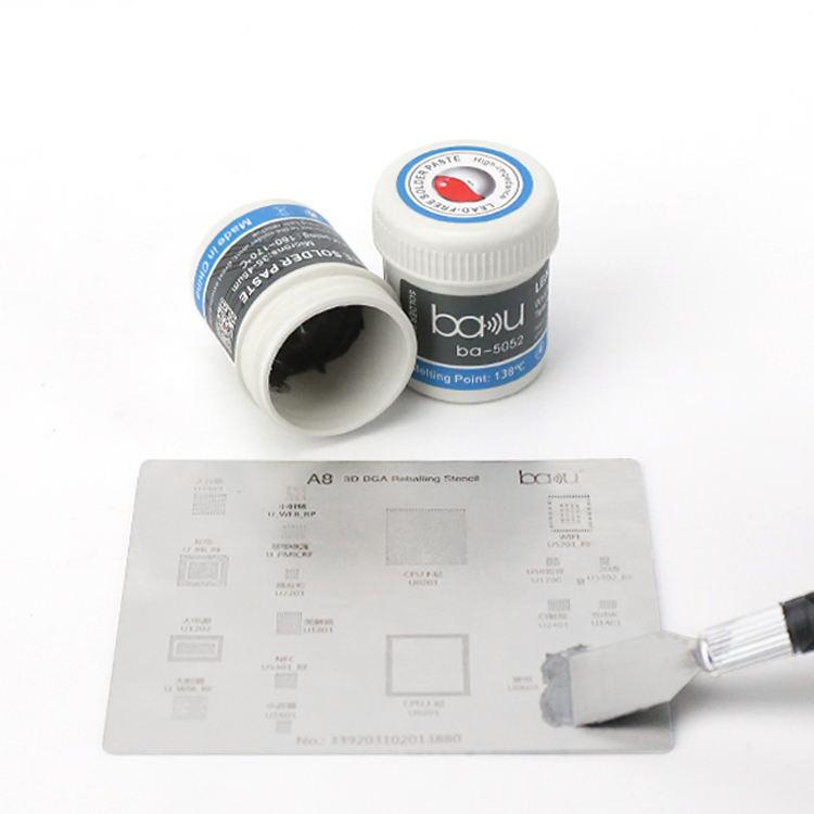 BAKU BA-5052 BGA Solder Paste for Mobile Phone Repair 35g Tin 35-45 Microns, 138 Celsius Melting Point, BA-5052