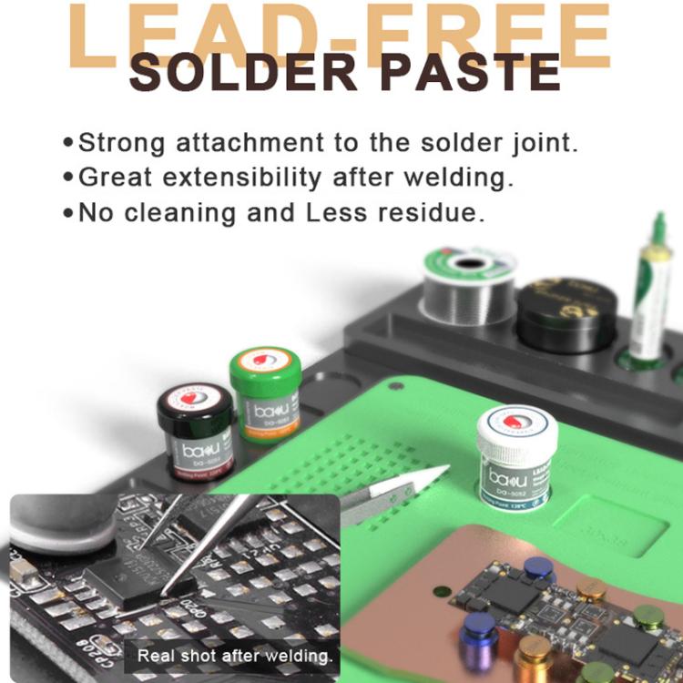 BAKU BA-5052 BGA Solder Paste for Mobile Phone Repair 35g Tin 35-45 Microns, 138 Celsius Melting Point, BA-5052