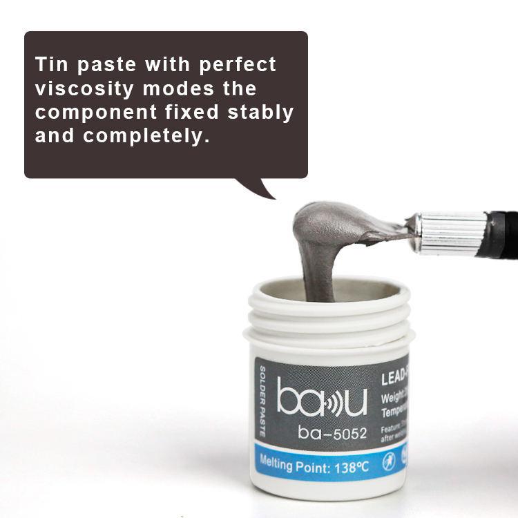 BAKU BA-5052 BGA Solder Paste for Mobile Phone Repair 35g Tin 35-45 Microns, 138 Celsius Melting Point, BA-5052