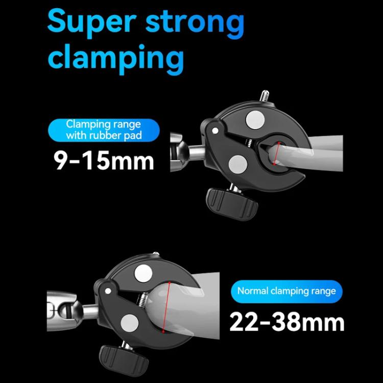 TELESIN Camera Double Clip Crab Clamp 360 Rotating Motorcycle Bicycle Handlebar Mount, Double Clip
