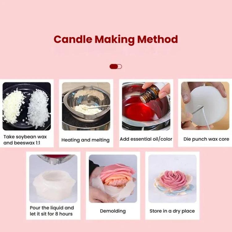 Candle Silicone Mold DIY Floral Aromatherapy Handmade Plaster Casting Mold, Layered Flower Rhythm ZW-346, Lotus Heart ZW-347, Layered Dream ZW-349, Eternal Rose ZW-351