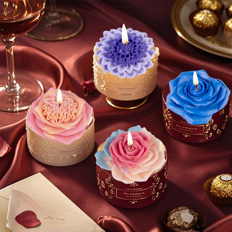 Candle Silicone Mold DIY Floral Aromatherapy Handmade Plaster Casting Mold, Layered Flower Rhythm ZW-346, Lotus Heart ZW-347, Layered Dream ZW-349, Eternal Rose ZW-351