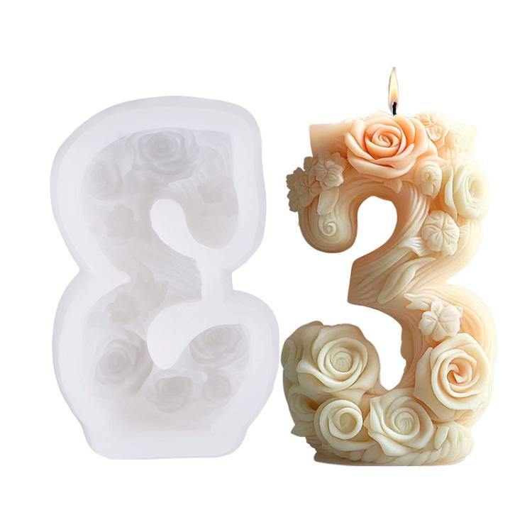 Flower Digital Aromatherapy Candle Silicone Mold DIY Diffuser Ornament Three-dimensional Digital Plaster Mold, 3 ZL-986, 7 ZL-987, 2 ZL-985, 9 ZL-988