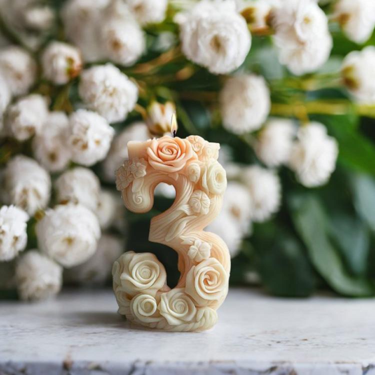 Flower Digital Aromatherapy Candle Silicone Mold DIY Diffuser Ornament Three-dimensional Digital Plaster Mold, 3 ZL-986, 7 ZL-987, 2 ZL-985, 9 ZL-988
