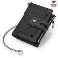 HUMERPAUL BP778 Short Leather Wallet RFID Tri-fold Double Zipper Coin Purse