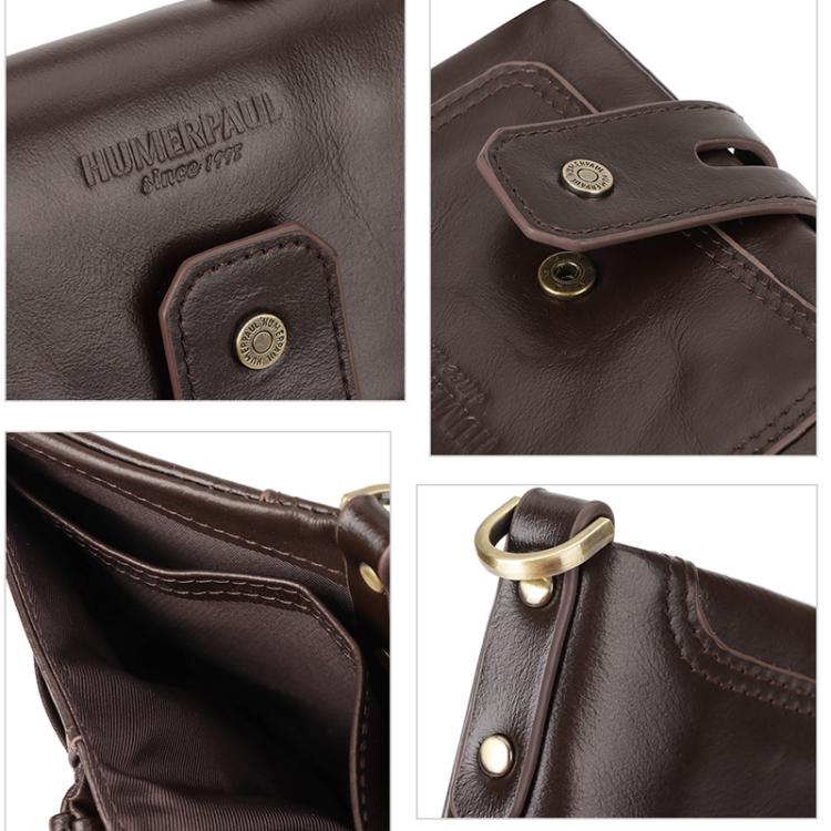 HUMERPAUL BP778 Short Leather Wallet RFID Tri-fold Double Zipper Coin Purse