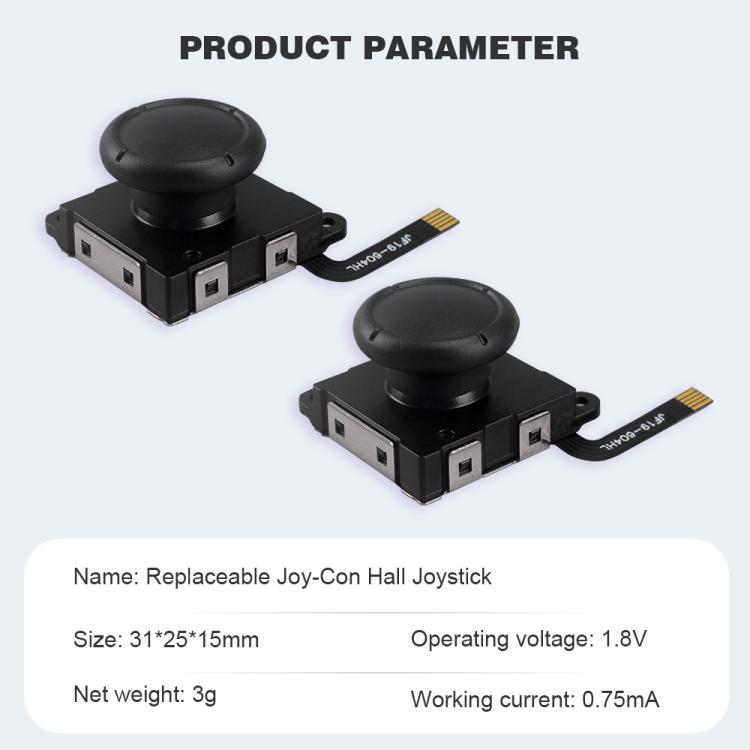 Hall Effect Joystick for Nintendo Switch/OLED/Lite Joy-Con Electromagnetic Analog Stick with No Drift, Black, Set 1, Set 2, White
